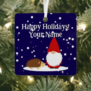 Christlicher Gnom und Igel Baumschmuck Ornament Aus Metall