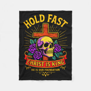 Christlicher gotischer Totenkopfkreuz Halte fest J Fleecedecke