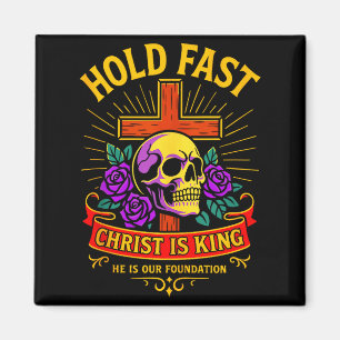 Christlicher gotischer Totenkopfkreuz Halte fest J Magnet