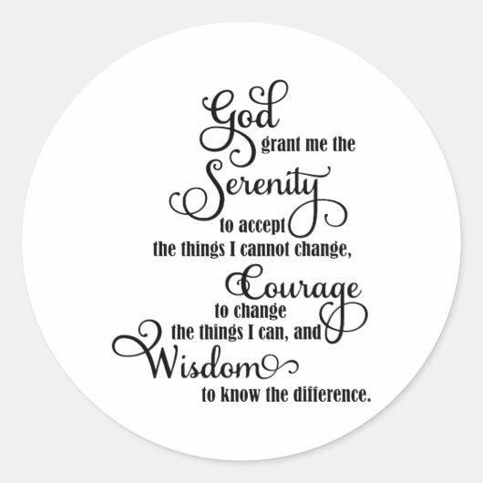 Christlicher Gott gibt mir die Gelassenheit, zu be Runder Aufkleber (Vorderseite)