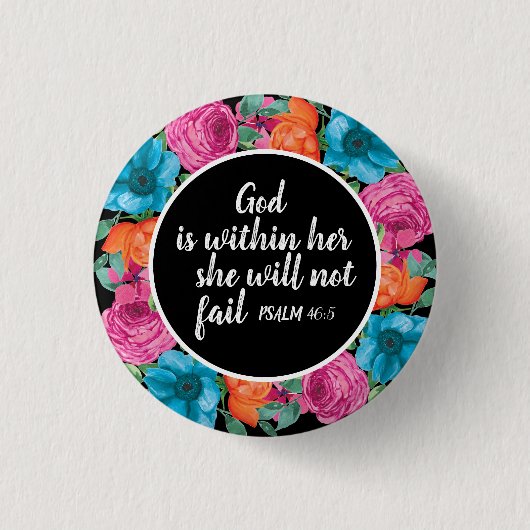 Christlicher Gott ist in ihr Farbige Blumen auf Sc Button (Vorderseite)