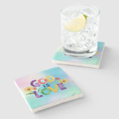 Christlicher Gott ist Liebe Bunte Daisy Blume Quot Steinuntersetzer (Seitenansicht)