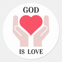 Christlicher Gott ist Liebe Herz & Hände  Runder Aufkleber