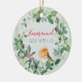 Christlicher Gott mit uns Eleganter Weihnachtskran Keramik Ornament (Links)