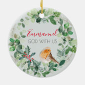 Christlicher Gott mit uns Eleganter Weihnachtskran Keramik Ornament (Hinten)