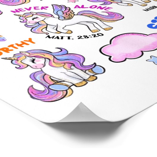 Christlicher Gott sagt, ich sei Unicorn Bibel Vers Poster (Ecke)