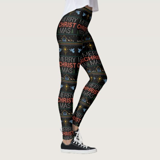 Christlicher, hässlich froher Weihnachtskraut Jesu Leggings (Rechts)