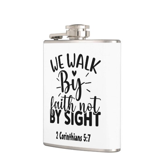 Christlicher Hip Flask "We Walk by Faith" Verse Flachmann (Links)