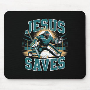 Christlicher Hockey Jesus Rettet Torwart Humor Rel Mousepad