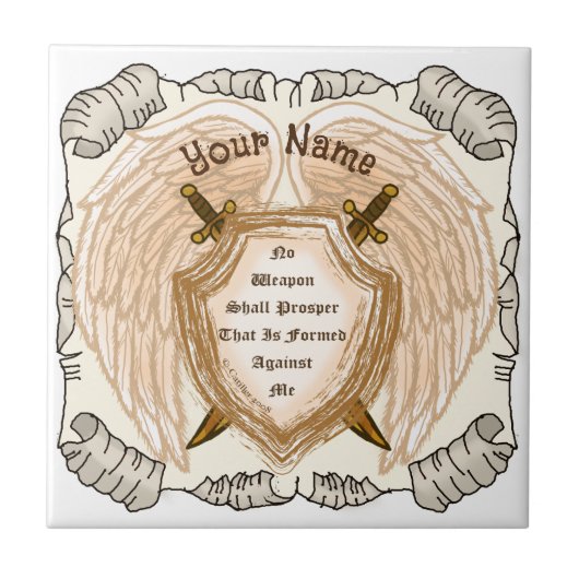 Christlicher individuelle Name "Kein Waffen" Fliese (Vorderseite)