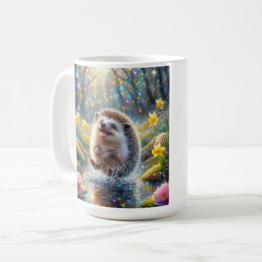 Christlicher inspirierender Psalm-Whimsischer Igel Kaffeetasse (Vorderseite Links)