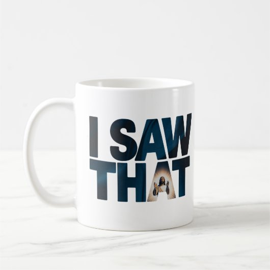 Christlicher Jesus beobachtet dich, Jesus, ich hab Kaffeetasse (Links)