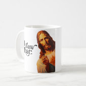 Christlicher Jesus beobachtet dich, Jesus, ich hab Kaffeetasse (Vorderseite Links)