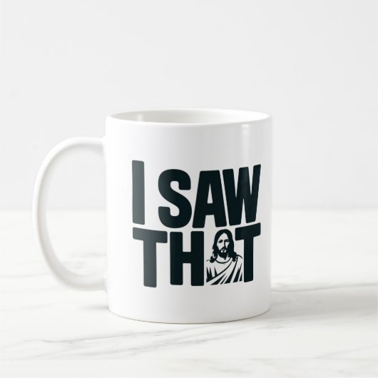 Christlicher Jesus beobachtet dich, Jesus, ich hab Kaffeetasse (Links)