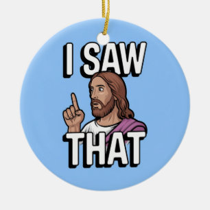 Christlicher Jesus beobachtet dich, Jesus, ich hab Keramik Ornament