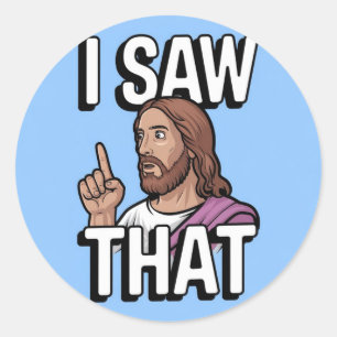 Christlicher Jesus beobachtet dich, Jesus, ich hab Runder Aufkleber