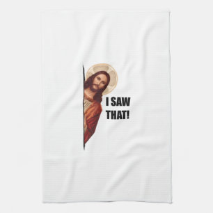 Christlicher Jesus beobachtet dich, Jesus ich habe Geschirrtuch