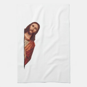 Christlicher Jesus beobachtet dich, Jesus ich habe Geschirrtuch