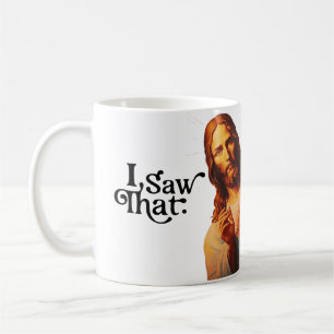 Christlicher Jesus beobachtet dich, Jesus ich habe Kaffeetasse