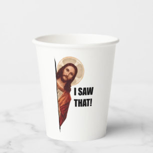 Christlicher Jesus beobachtet dich, Jesus ich sah Pappbecher