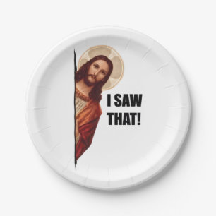 Christlicher Jesus beobachtet dich, Jesus ich sah Pappteller