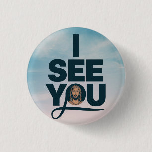 Christlicher Jesus beobachtet dich, Jesus ich sehe Button