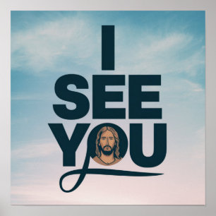 Christlicher Jesus beobachtet dich, Jesus ich sehe Poster