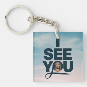 Christlicher Jesus beobachtet dich, Jesus ich sehe Schlüsselanhänger
