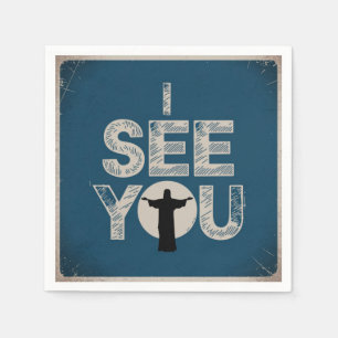 Christlicher Jesus beobachtet dich, Jesus ich sehe Serviette
