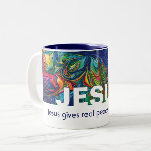 Christlicher JESUS bringt echte Friedensgewohnheit Zweifarbige Tasse (Vorderseite Links)