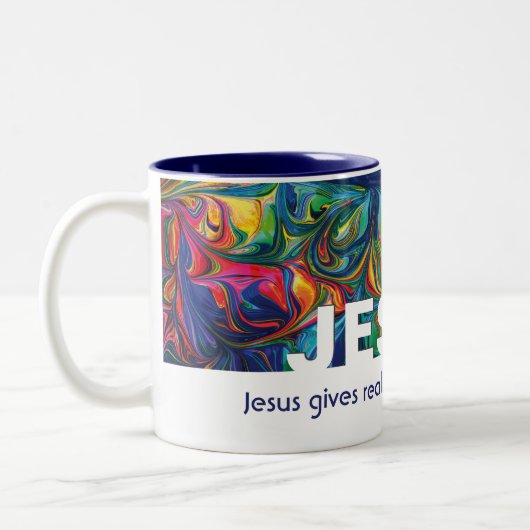 Christlicher JESUS bringt echte Friedensgewohnheit Zweifarbige Tasse (Links)