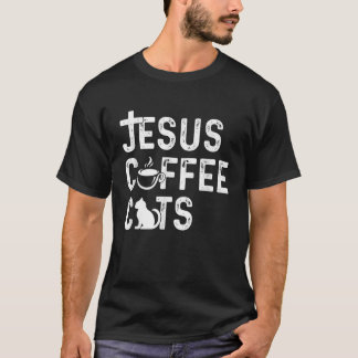 Christlicher Jesus Coffee Cats Religion Cat Coffei T-Shirt