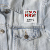 Christlicher Jesus Erster Kaffee Button (Beispiel)