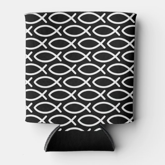 Christlicher Jesus Fish Pattern Schwarz Dosenkühler (Vorderseite)