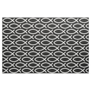 Christlicher Jesus Fish Pattern Schwarz Stoff