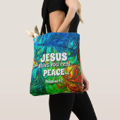Christlicher JESUS GIBT WIRKLICHEN FRIEDEN Abstrak Tasche (Von Nahem)