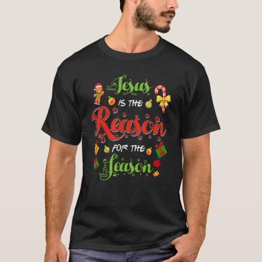 Christlicher Jesus Grund Jahreszeit Weihnachtsfeie T-Shirt (Vorderseite)