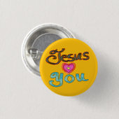 Christlicher "Jesus Lieben You" Gelber Knopf Button (Vorne & Hinten)