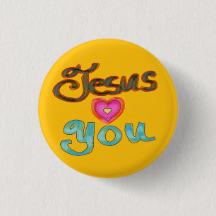 Christlicher 'Jesus liebt dich' gelber Button  