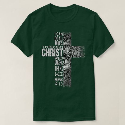 Christlicher Jesus Löwe des Stammes Judah Cross Li T-Shirt (Design vorne)
