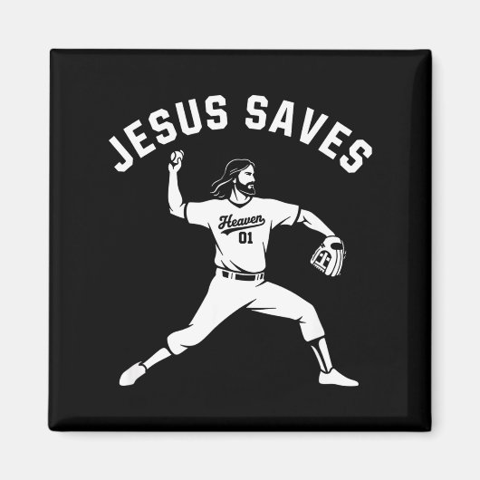 Christlicher Jesus rettet Baseball-Lehrer - Himmel Magnet (Vorne)