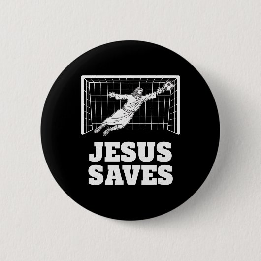 Christlicher Jesus rettet Fußballtorwart Glaube In Button (Vorderseite)
