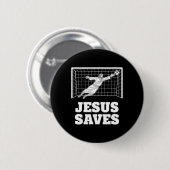 Christlicher Jesus rettet Fußballtorwart Glaube In Button (Vorne & Hinten)