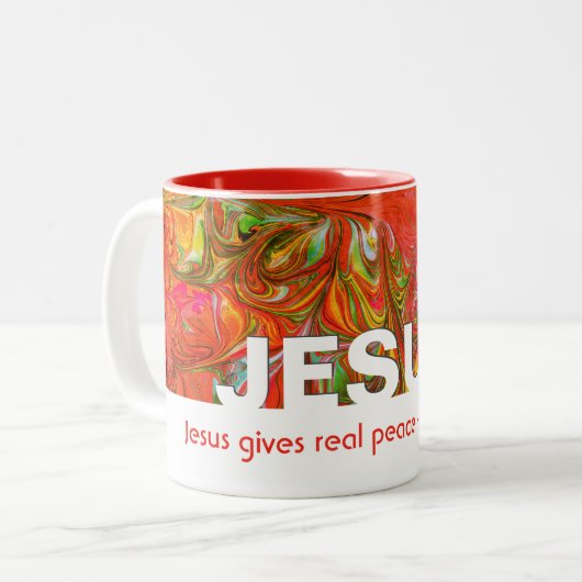 Christlicher JESUS verleiht wahren Frieden in "Cus Zweifarbige Tasse (Vorderseite Links)