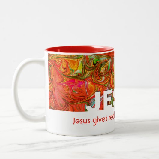 Christlicher JESUS verleiht wahren Frieden in "Cus Zweifarbige Tasse (Links)