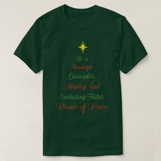 Christlicher Jesus Weihnachtsbaum-Schrift Isaiah B T-Shirt (Design vorne)