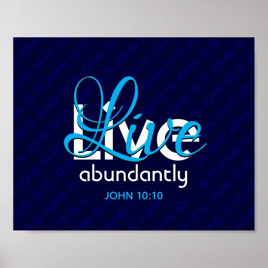 Christlicher JOHN 10:10 LEBEN ABUNDANTLY Blue Poster (Vorne)
