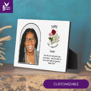 Christlicher JUNE Geburtsmonat Blume NAME FOTO Fotoplatte