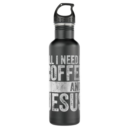 Christlicher Kaffee alles was ich brauche ist Kaff Edelstahlflasche (Vorderseite)
