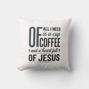 Christlicher Kaffee Jesus Zitat Vintage-Shirt-Desi Kissen